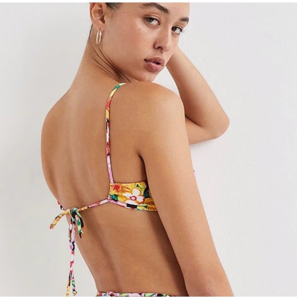 For Love & Lemons Tiana Floral Bandeau Bikini Top (S) and Bottom (M) set NWT - Picture 3 of 8